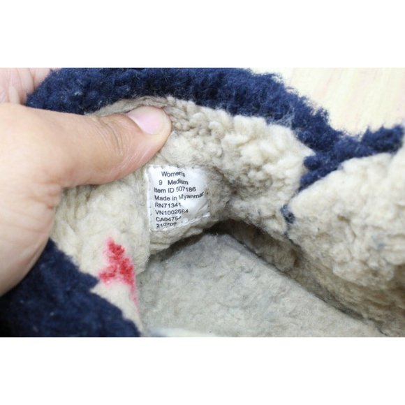 LL Bean Blue Pile Fleece Cozy Slipper Booties Size 9 M - Picture 8 of 10